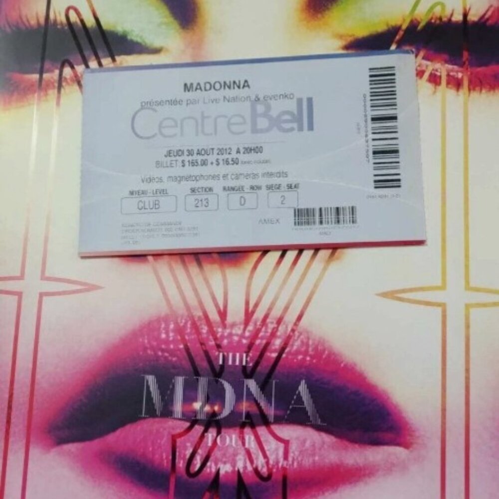 Madonna MDNA Tour program * With TICKET * Montreal Qc August 30th 2012 Concert